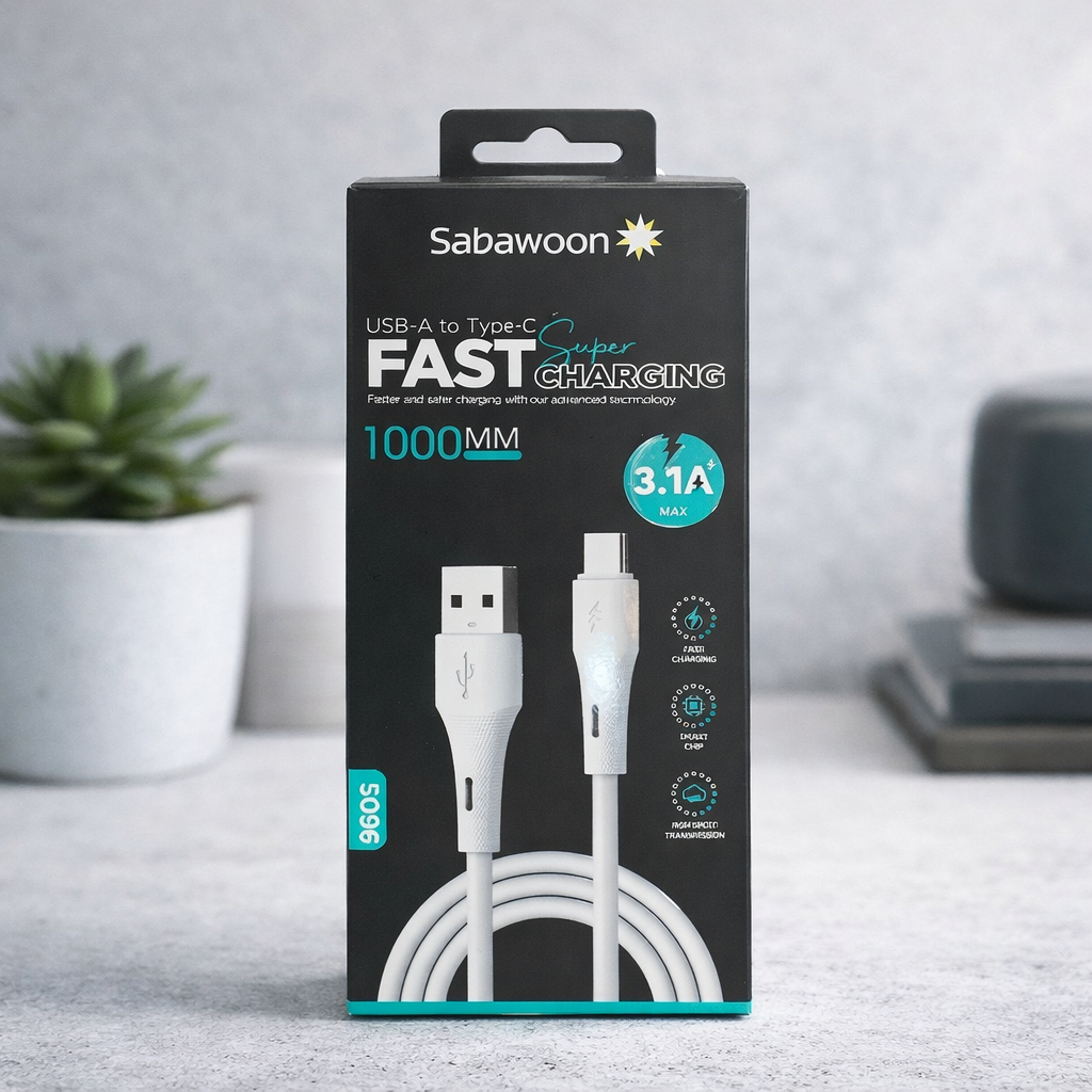 Sabawoon Super Fast Data Cable 1000mm USB-A to Type-C Charging Cable