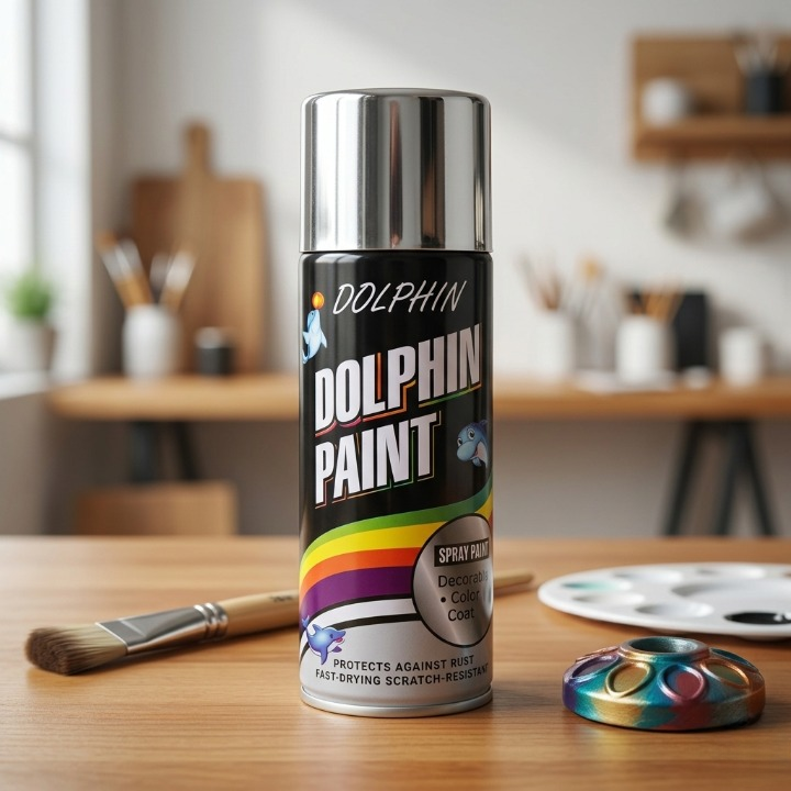 Dolphin Chrome Silver Spray Paint 300ml – High Shine Metallic Finish Spray