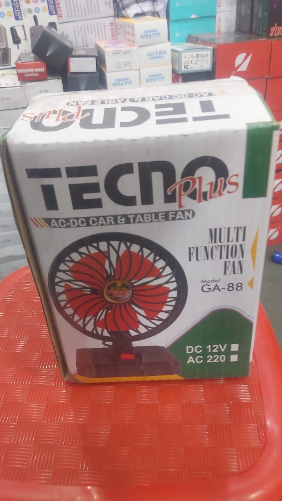TECNO Plus GA-88 Portable AC/DC Table Fan – 12V Car & 220V Home Fan | Adjustable Mini Desk Fan for Office, Travel & Load Shedding