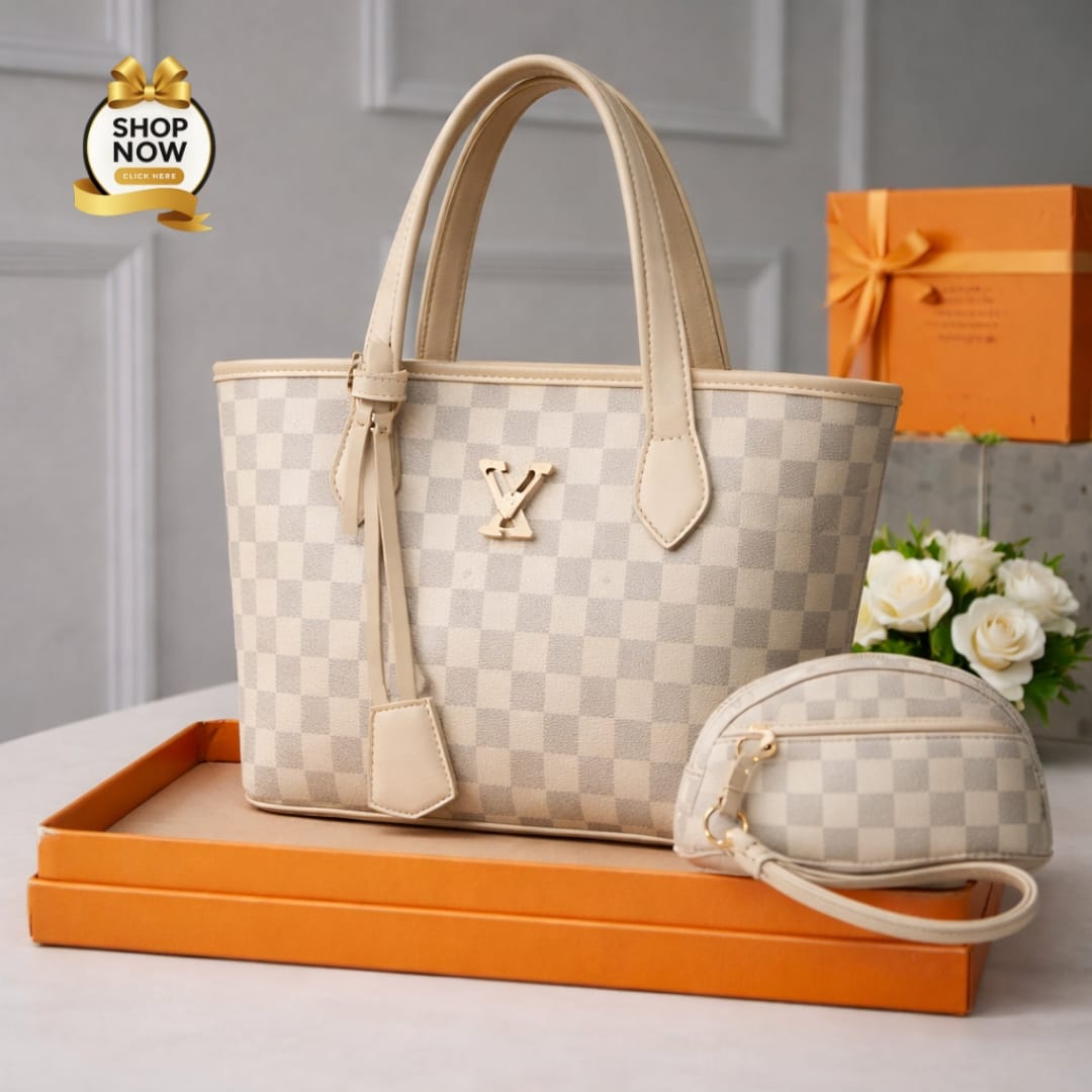 Women’s LV Print Handbag Set With Small Bag Stylish Leatherette Design