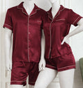 Couple Night Dress Silk Pajama Set – Short Sleeve Shirt & Shorts (4 Pcs) | SKU DC-C014