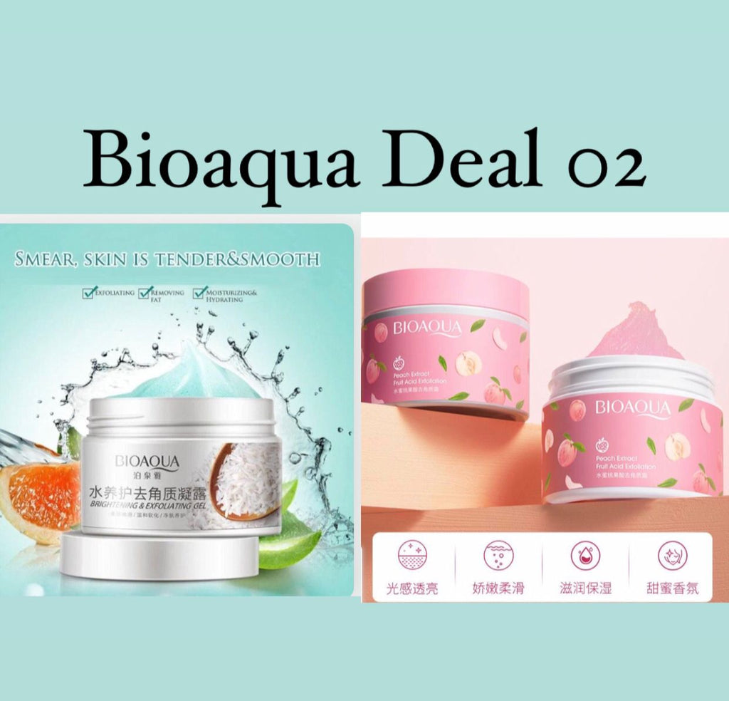 Bioaqua Deal Of 2 Rice Gel and Peach Gel Extract Acid Exfoliating Face Gel Cream (140g)