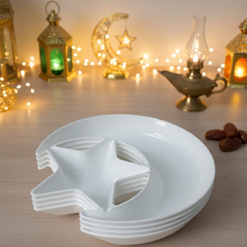 1 PCs Moon Star Serving Plate – Decorative Dessert & Snack Plate, Stylish Star & Moon Design Dish (Plastic)