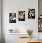 Decoration home decoration item 3 pcs iSLAMIC fRAME board wall decor photo on wall PHOTO TILE canvas art decor for home easy set up with both side tape