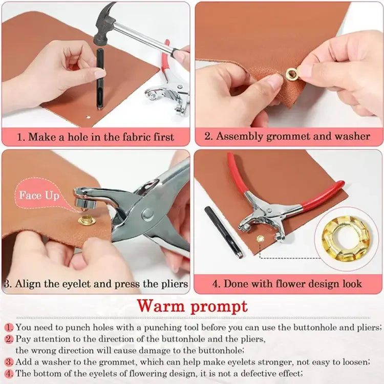 Hand Press Button Plier – Heavy Duty Metal Body with 50 Snap Buttons | Manual Fastener Tool for Tailoring - With Lock