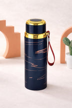 Premium Marble Print Stainless Steel Water Bottle - Elegant Vacuum Insulated Flask - Random Color
