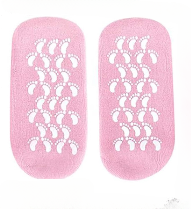 1 Pair Reusable Silicone Spa Gel Socks For Dry Feet And Cracked Heel Treatment – Moisturizing Hydrating Softening And Skin Smoothing Overnight Foot Care