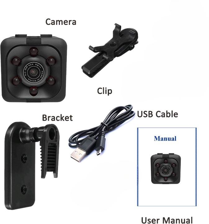 SQ6 Mini Spy Camera – HD Portable High Quality Security Camera with Night Vision & Two Stand Holders