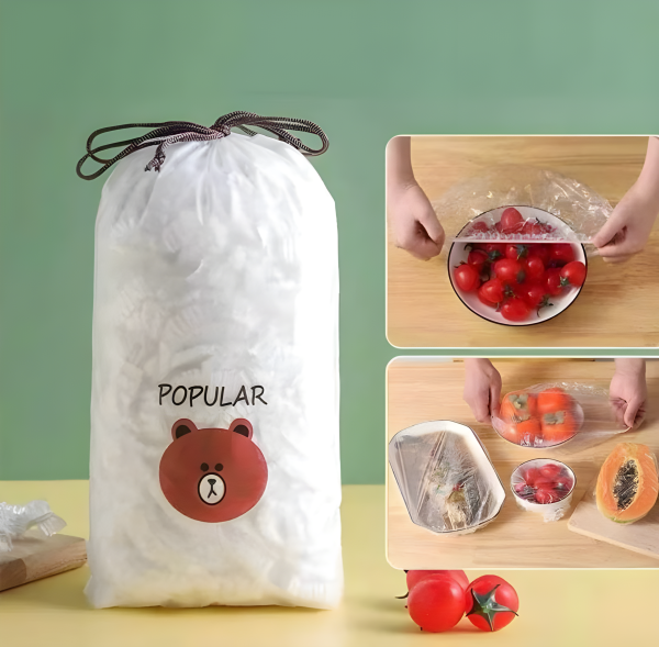 100 Pcs Disposable Food Cover Plastic Shopper Bags | Hygienic, Lightweight & Multi-Purpose