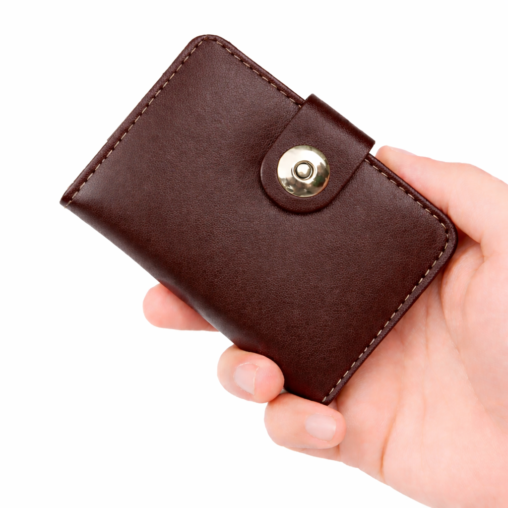 Magnetic Button Card Wallet for Men & Women – Mini Wallet with Snap Closure, Card Holder, Cash Pocket