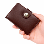 Magnetic Button Card Wallet for Men & Women – Mini Wallet with Snap Closure, Card Holder, Cash Pocket