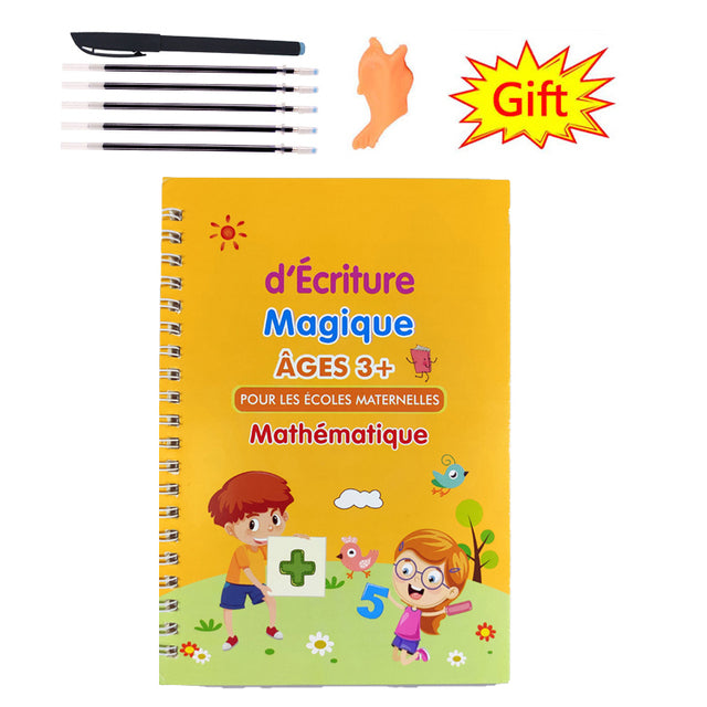 Pack Of 4 Pcs With 10 Refill Copybooks Pen Magic Copy Book Free Wiping Children's Kid Writing Sticker Practice Copybook For Calligraphy