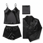 Premium Satin Silk Couple Night Suit Pajama / Short Set – Matching Luxury Nightwear for Men & Women (4 Pcs) | SKU: DC-C010