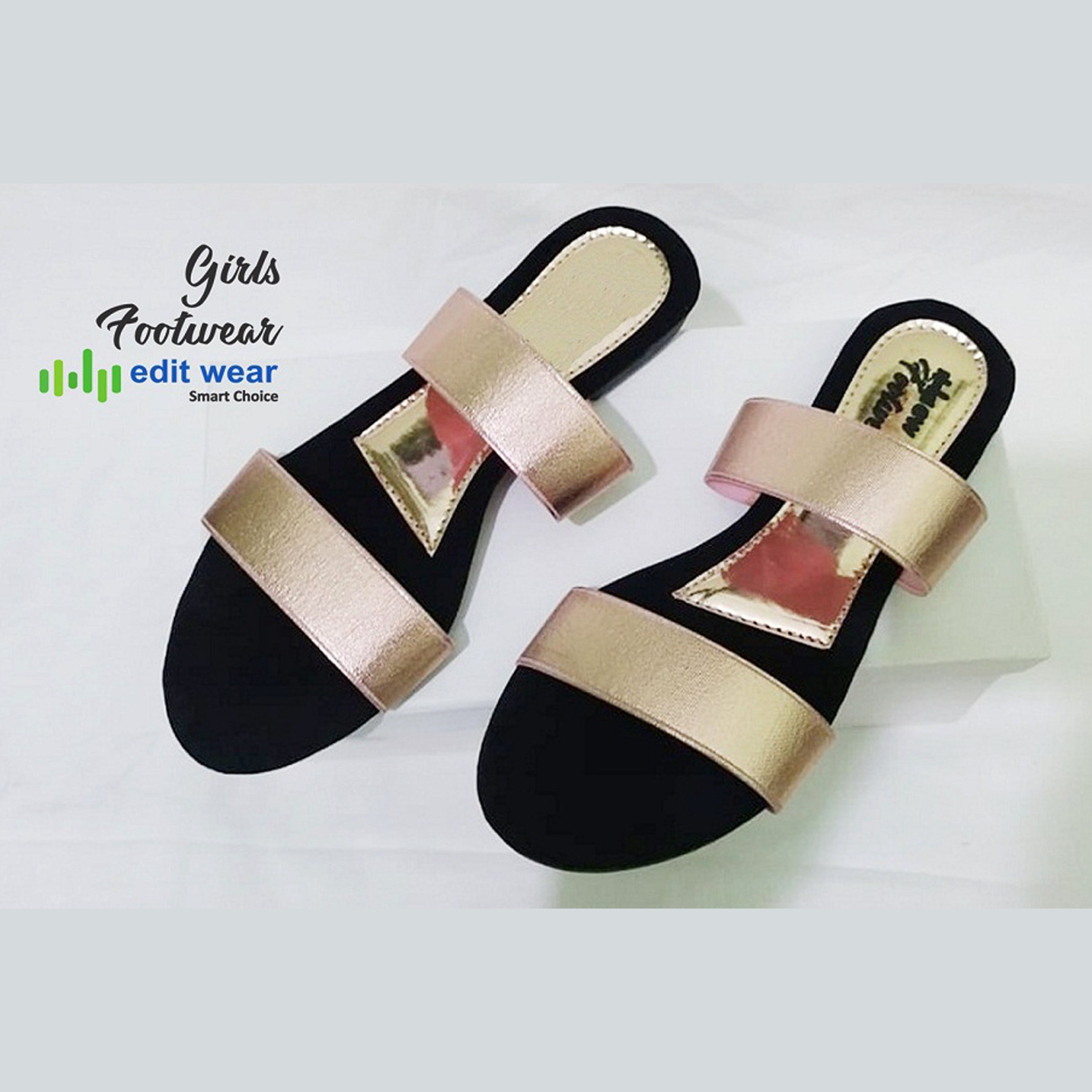 Ladies Casual & Party Wear Flat Slippers – Stylish Elastic Work Design | Comfortable Indoor & Outdoor Sandals for Women
