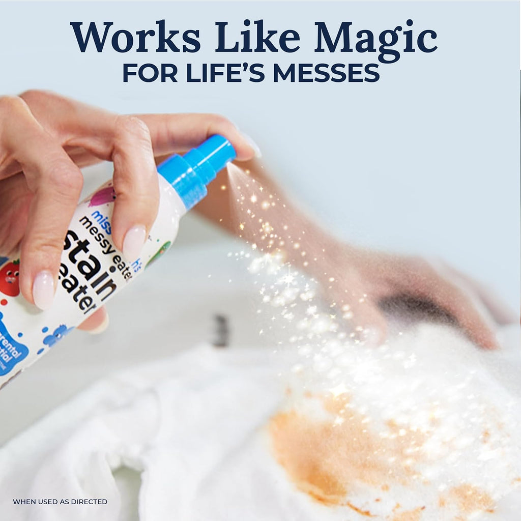 Miss Mouth's Messy Eater Stain Treater Spray - Stain Remover - Newborn &amp; Baby Essentials - No Dry Cleaning Food, Grease, Coffee Off Laundry, Underwear, Fabric - 100ml (For every color)
