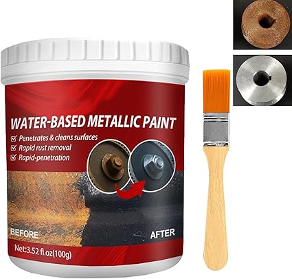 Rust paint Metallic Paint  Anti Rust Protection Coating for removing rust from metal (with brush )Steel Box - 300gm
