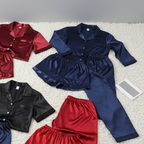 Couple Night Suit / Silk Satin Sleepwear Set – Short & Long Style Combo (4 Pcs) | SKU: DC-C009