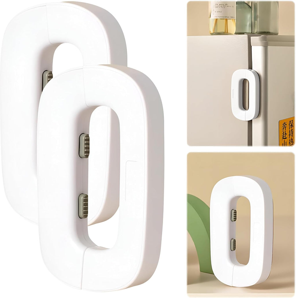 Child Safety Refrigerator Lock – Self-Adhesive Fridge &amp; Freezer Door Lock with Double Safety Button – Easy One-Hand Use