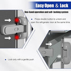 Child Safety Fridge Lock , Baby Safety Refrigerator Freezer Door Lock, No Tools Need or Drill (Grey) - 1 PC