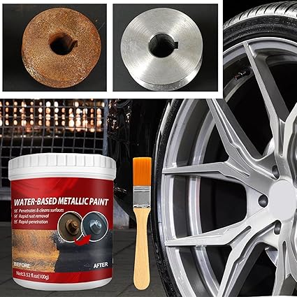 Rust paint Metallic Paint  Anti Rust Protection Coating for removing rust from metal (with brush )Steel Box - 300gm