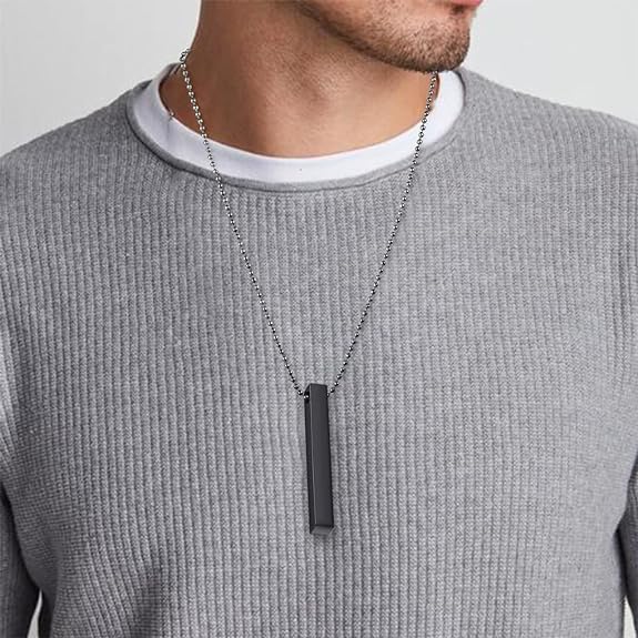 Pack Of 2  Boys Bar Necklace Materials Stainless Steel