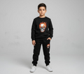 Black Printed Kids Tracksuit | Winter Fleece Sweatshirt & Trouser Set – Warm, Soft & Stylish Winter Garments for Boys & Girls FOR BABY AND KIDs