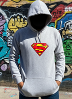 New Summer Collection Full Grey Hoodie SUPER MAN Printed For girl And Boys