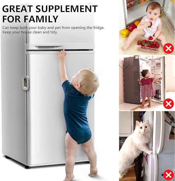 Child Safety Refrigerator Lock, Refrigerator Door Lock, Self Adhesive Freezer Door, Refrigerator Door, Double Safety Button, Home Safe Design, Child Proof Refrigerator Door Lock Multicolor