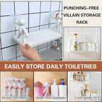 Multifunctional Self Adhesive Creative Character Shelves Bathroom Wall Mounted Shelf | Storage Rack for Bathroom, Kitchen &amp; Room - 1 Pc (White)