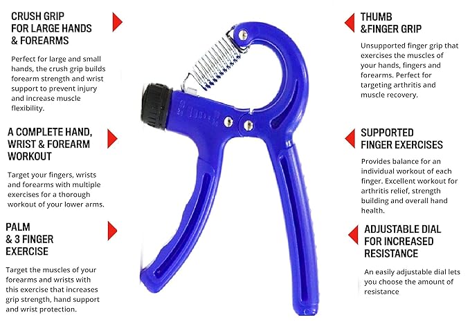 Simple Adjustable Hand Gripper Strengthener – Wrist &amp; Forearm Workout Trainer - Random Color