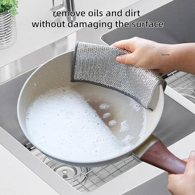 Dish washing Cleaning cloth | Wire Dish washing Rugs for Wet and Dry, Metal Wire Dish Towels for Kitchen, Dishes