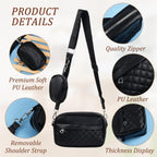 Stylish Girl's Convertible Crossbody Bag - Fashion Handbags for Ladies PU Leather Polyester Waterproof Shoulder Bags With Change Purse Trending Travel Crossbody Bag - 1 Pc, Black PU Leather