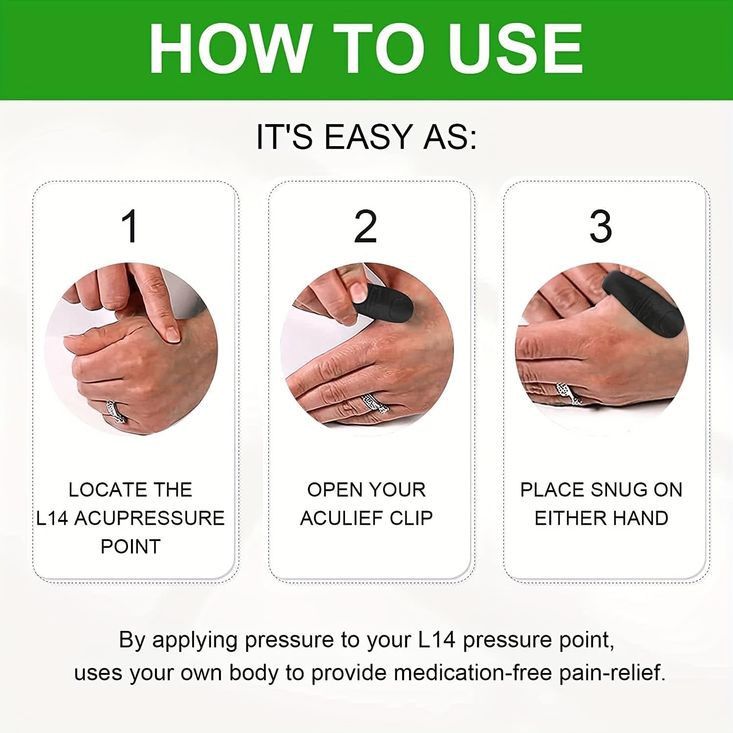 Sugar Control LI4 Acupressure Point Clip Wearable – Supporting Acupressure Relaxation, Stress Alleviation, Tension Relief and Headache Relief Hand Clip Migraine Pressure Point Clip