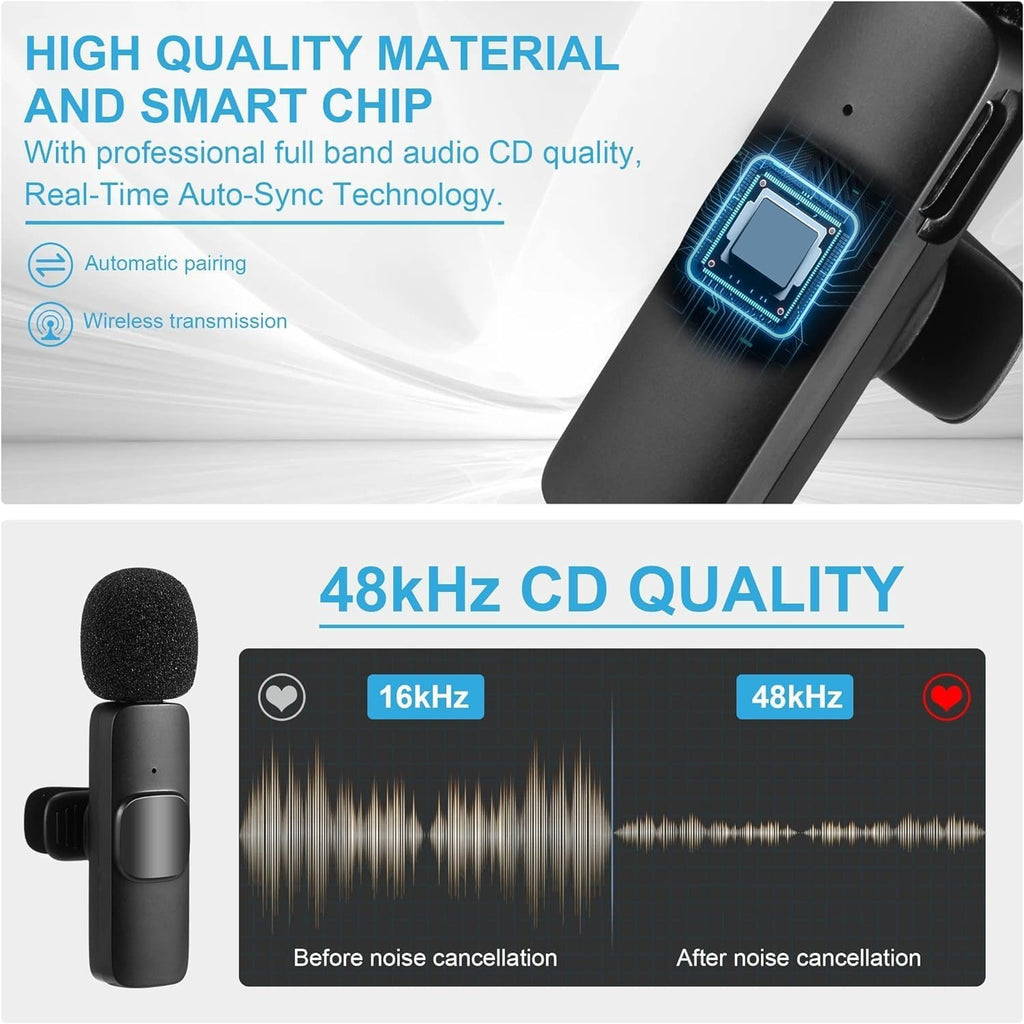 WIRELESS MIC K9 Single Microphone Mic Plug & Play USB Type C Plug Wireless Lavalier Microphone