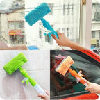 3 in 1 Fiber Wiper Sprayer  Wash, Wipe and Soak | Window Squeegee Kit, Cleaning Tool with Detachable Microfiber Cloth Rubber Scraper &amp; Sprayer, Portable Window Cleaner Combo for Car, (Random color)