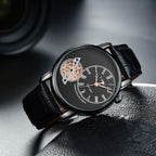 Men's Watch Analog Leather Wrist Watch – Elegant Quartz Watch with Double Strap &amp; 3ATM Waterproof ( Random Color )