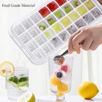 32 grid Silicone Ice Cube Tray with Lid Cover  (Random color)