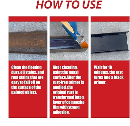 Rust paint Metallic Paint  Anti Rust Protection Coating for removing rust from metal (with brush )Steel Box - 300gm