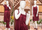 3 Pcs Premium Silk Satin Nightwear Set with Lace Trim for Women – Camisole, Shorts & Robe | Free Size