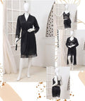 Women's Luxury Silk Nightwear Set with Black Lace – 3 Piece Robe & Slip Dress SKU R-011 Free Size