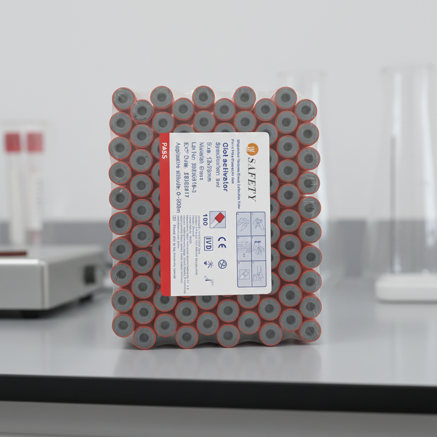 SAFETY Clot Activator Vacuum Blood Collection Tubes (Glass, 3ml, 13x75mm) - Pack of 100