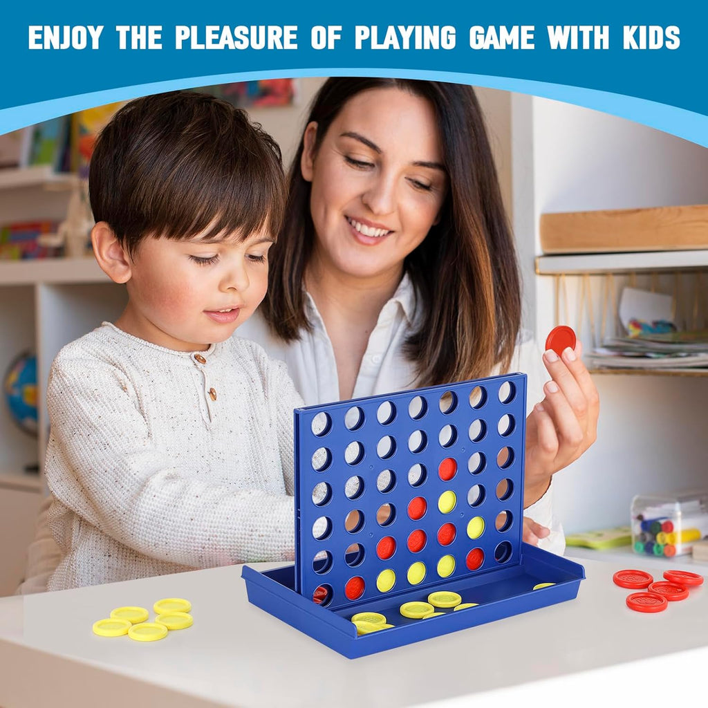 4 IN A ROW Board Game for Kids / Travel Board Game / Board Games Indoor &amp; Outdoor, Perfect as a Party Game (random color )