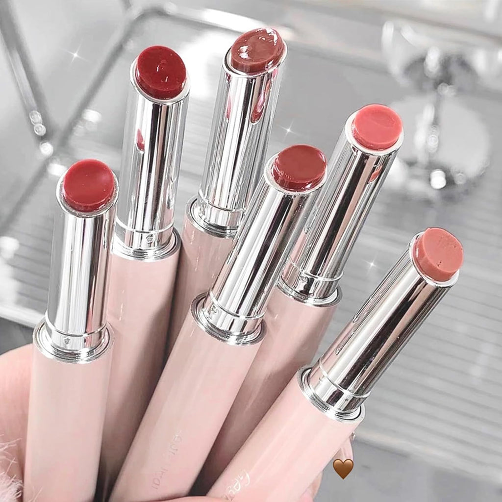 Velvety Texture Lipstick Glossy Lipstick Long Lasting Moisturizing Tinted Lip Balm, Plumping Water Lip Glaze Slim Design (random color)