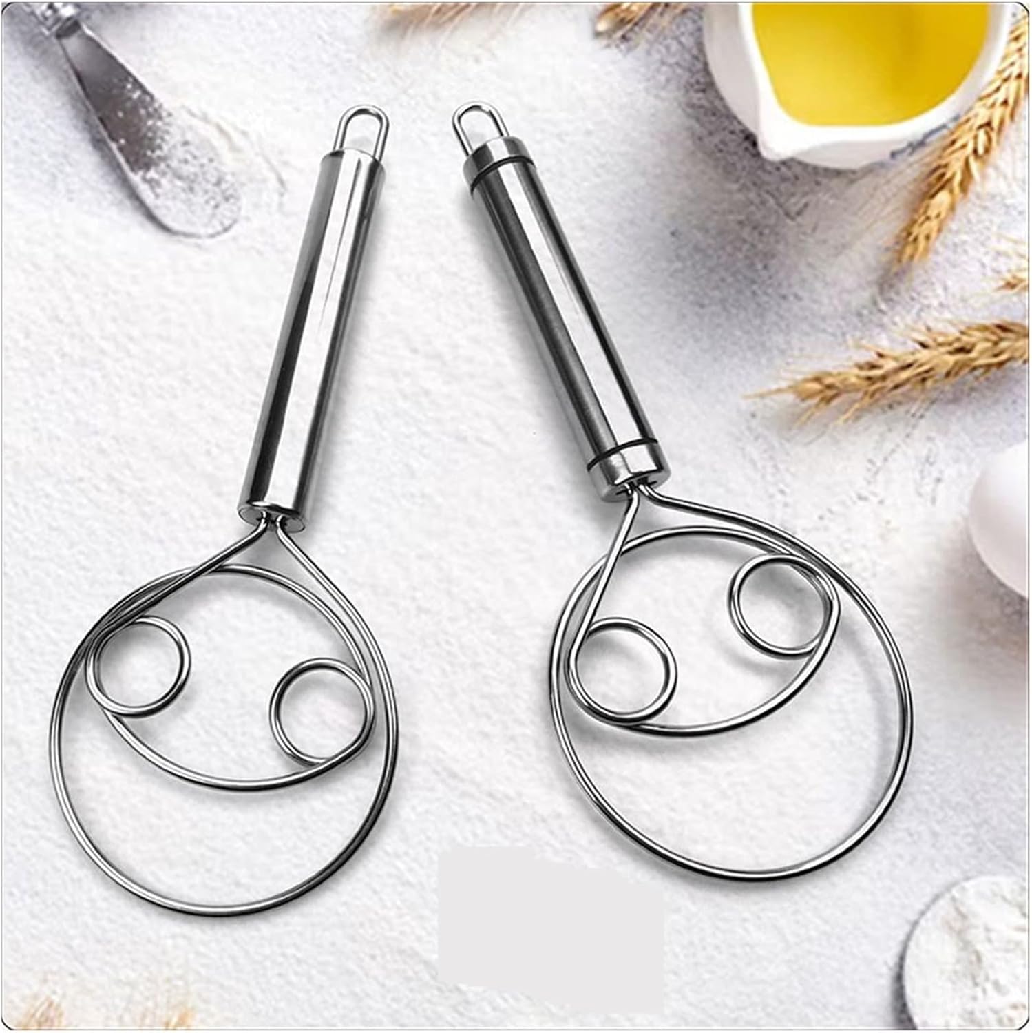 Manual Non Stick Steel Flour Cream  Mixer Beater | Dough Whisk Mixer, Kitchen Baking Blender Tool