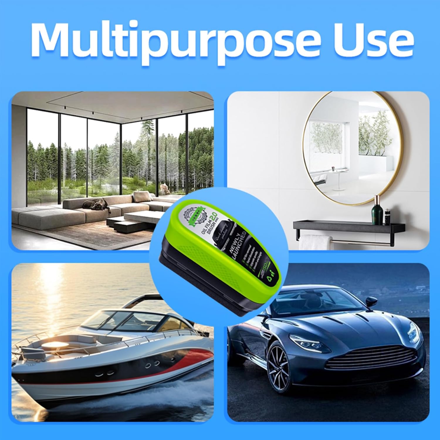 1Pc Oil Film Brush 2.0, Clear Vision Glass Cleaner, Clearview Shield Clear Vision Windshield Cleaner, Car Windows (With extra liquid)