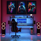 3Pcs Cool Gaming Wall Art Retro Video Game sticky phototiles wall frames