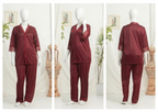 Women’s Luxury Silk Satin Pajama Set with Elegant Lace Trim SKU  R-010  Free Size