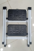 2-Step Folding Metal Stool Ladder | Compact Safety Step Ladder With Anti-Slip Treads | Frame Metal & Step Plastic - Random Colour