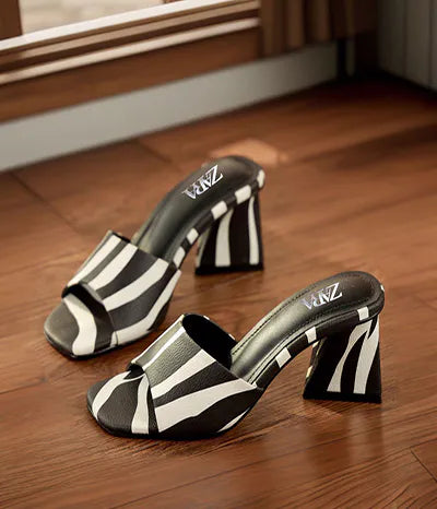 Zebra-Print Block Heel Mules – Essential Chic Collection