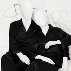 Couple Night Suit Silk Satin Pajama Set – Long Sleeve Top & Pants |  SKU: DC-C011 (4 Pcs)